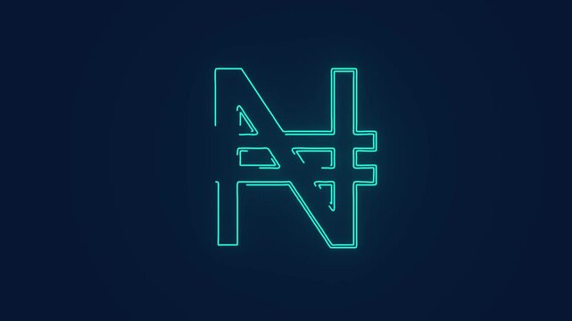 nigerian naira currency symbol neon animation for finance and global economy