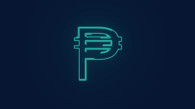 philippine peso currency symbol neon animation for finance and global economy