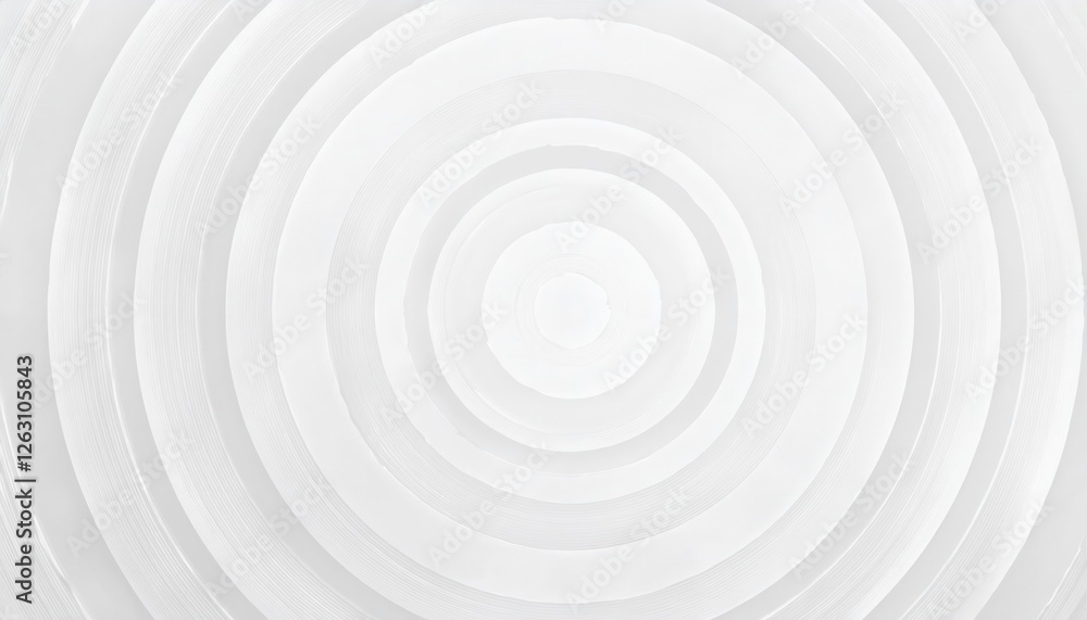 Poster monochrome white concentric circle pattern with embossed texture, abstract geometric background for 