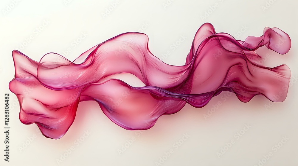 Poster flowing pink and purple silk fabric waves creating elegant abstract curves and movement against ligh