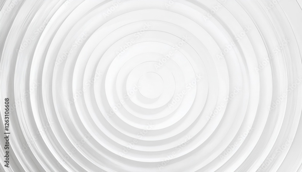 Aufkleber monochrome white concentric circle pattern with embossed texture, abstract geometric background for minimalistic design projects

