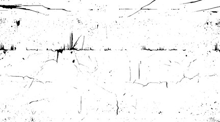 Grunge black and white pattern. Monochrome particles abstract texture. Background of cracks, scuffs, chips, stains, ink spots, lines. Vector