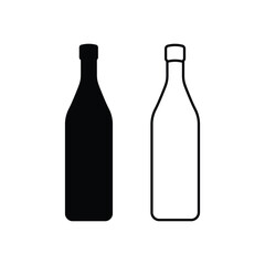 bottle icon vector design silhouette and outline style