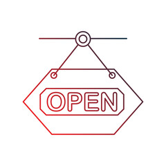 open signboard gradient outline icon with white background vector stock illustration