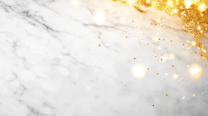 Marble texture with gold glitter accents background
