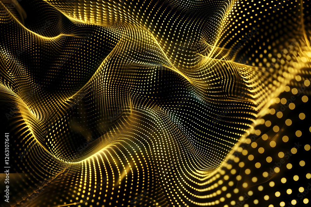 Aufkleber abstract golden wave pattern with dots creating a dynamic flow, suitable for backgrounds or designs