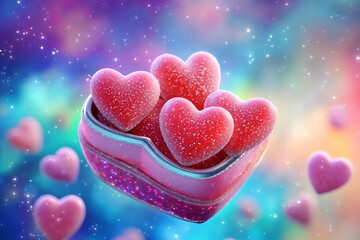 Obraz premium heart gift box in nebula