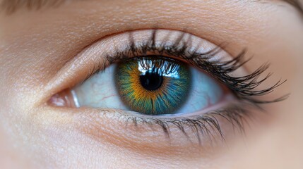 Close-up of Rainbow Iris in Womans Eye