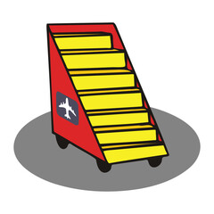 Airport vehicle icon with isometric aircraft steps 3d vector