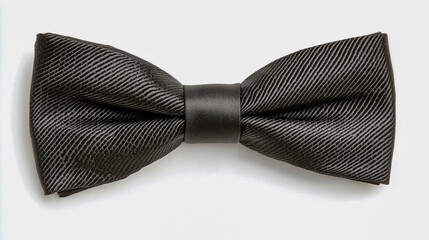 High-quality image of a classic black bow tie isolated on a clean white background