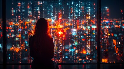 Vibrant Futuristic Cityscape with Glowing Holographic Displays Showcasing Education Driven Innovation