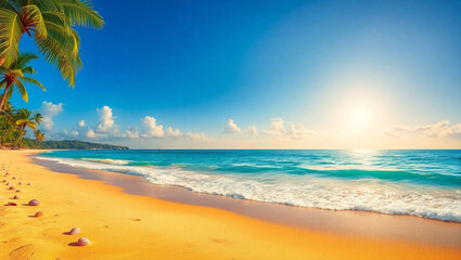 tropical beach with palm trees