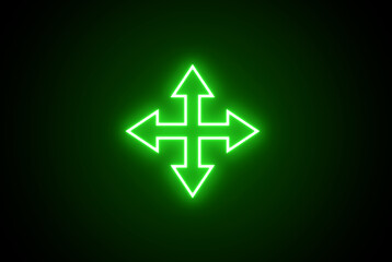 Fototapeta premium Arrow. Neon arrow sign. Neon road, arrow symbol. Colorful arrow icon. Glowing arrow icon.