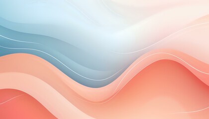 Fototapeta premium Soft coral and blue waves create flowing abstract background with gentle gradient transitions and curved lines for modern minimalist design projects.