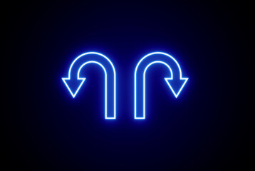 Arrow. Neon arrow sign. Neon road, arrow symbol. Right and Left arrow. Colorful arrow icon. Glowing arrow icon.