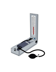 Bp apparatus vector image. Medical Desk type blood pressure monitor diagram for experiment setup lab  vector