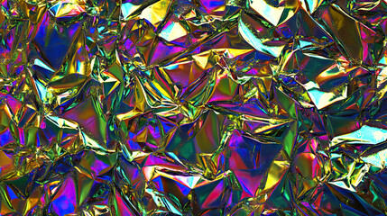 Colorful holographic background with crumpled texture