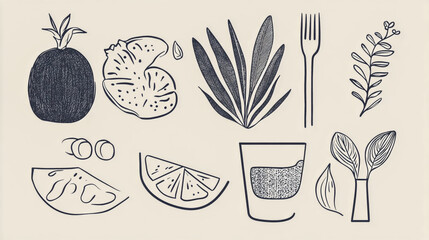 Minimalistic and stylish hand-drawn line illustration collection, perfect for commercial use
