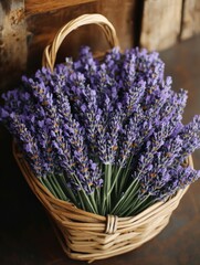 Fototapeta premium A basket full of purple lavender flowers