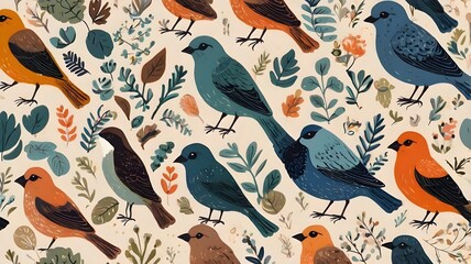 Naklejka premium seamless background with birds