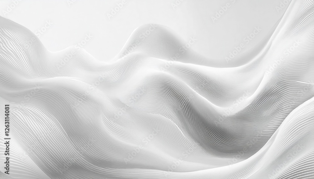 Poster minimalist abstract white wave pattern with fluid texture and fine lines, perfect for modern backgro