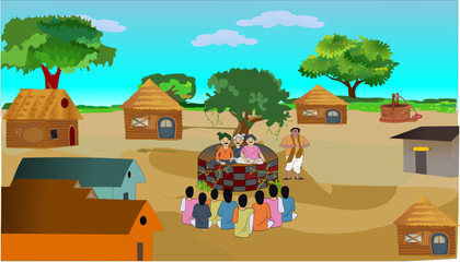 Illustration of Village Panchayat vector art
