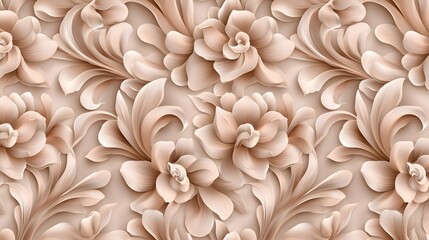 Elegant Floral Pattern Designed with Soft Tones and Detailed Texture