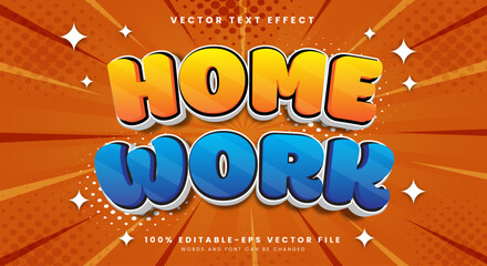 Home work editable text effect Template Suitable for comic style Theme © Vectorflow Studio