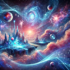 cosmic dream world where imagination takes physical form with glowing energy waves.