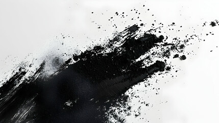 Abstract black ink splash on white background, creating a dynamic artistic texture for design use