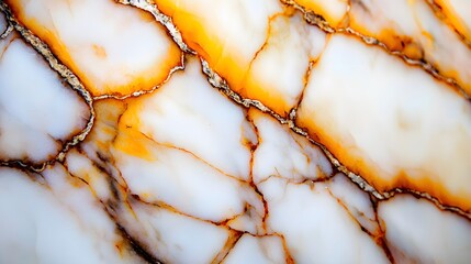 Polished Orange and White Marble Texture with Intricate Veins
