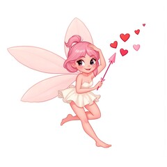 Charming fairy casting love hearts