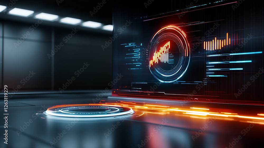Poster data visualization technology in a modern digital environment futuristic interface dynamic graphics 