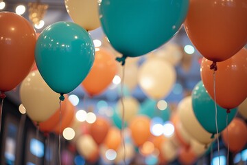 Festive Pastel Balloons Birthday Party Decorations Celebration Background
