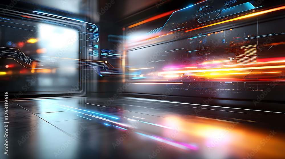 Poster dynamic futuristic technology scene virtual environment high-quality render digital space abstract c