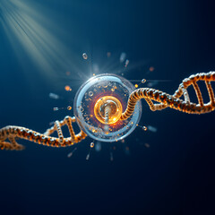 Futurystyczna wizja - nano robot reperuje uszkodzony fragment DNA