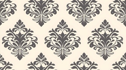 Fototapeta premium Elegant Black and Cream Damask Pattern for Stylish Interiors