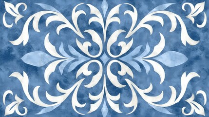 Intricate Blue and White Floral Pattern for Elegant Designs