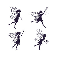 Magical Fairy Silhouettes Fantasy Vector Clip Art Pack