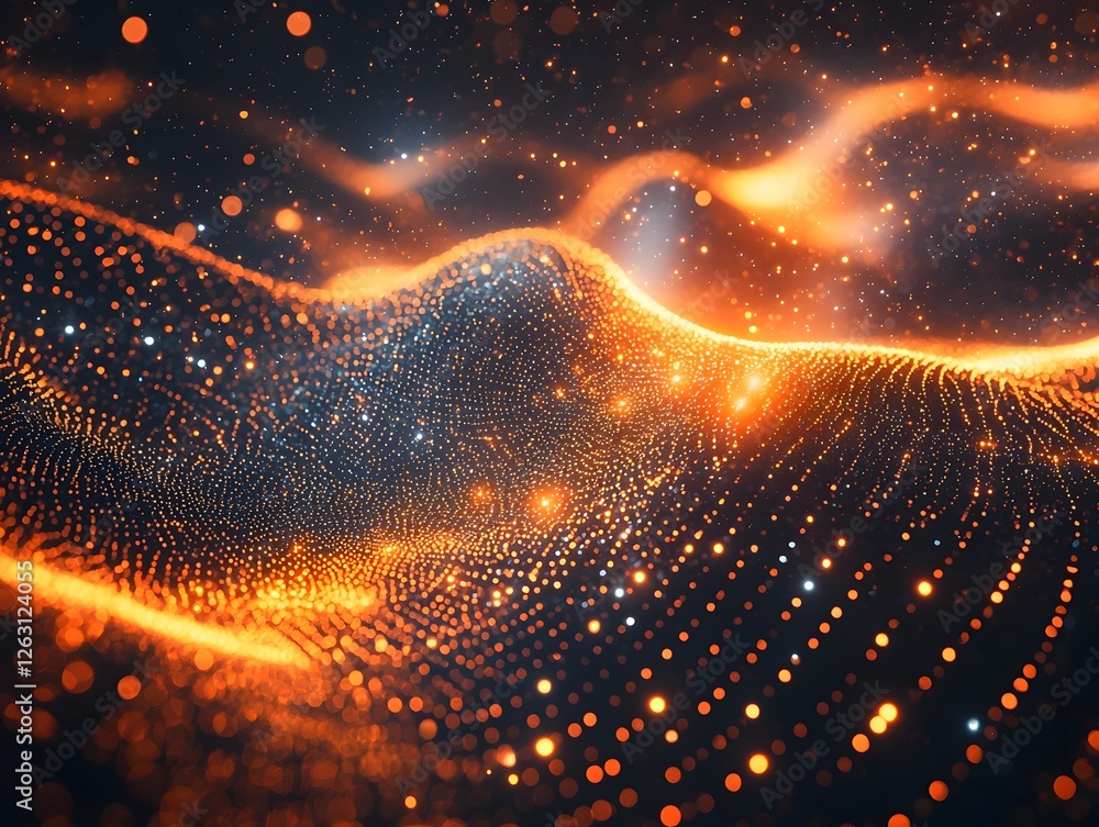 Poster glowing fractal patterns symbolizing quantum computing technology concept