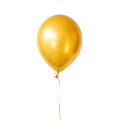 Golden balloon isolated on transparent background