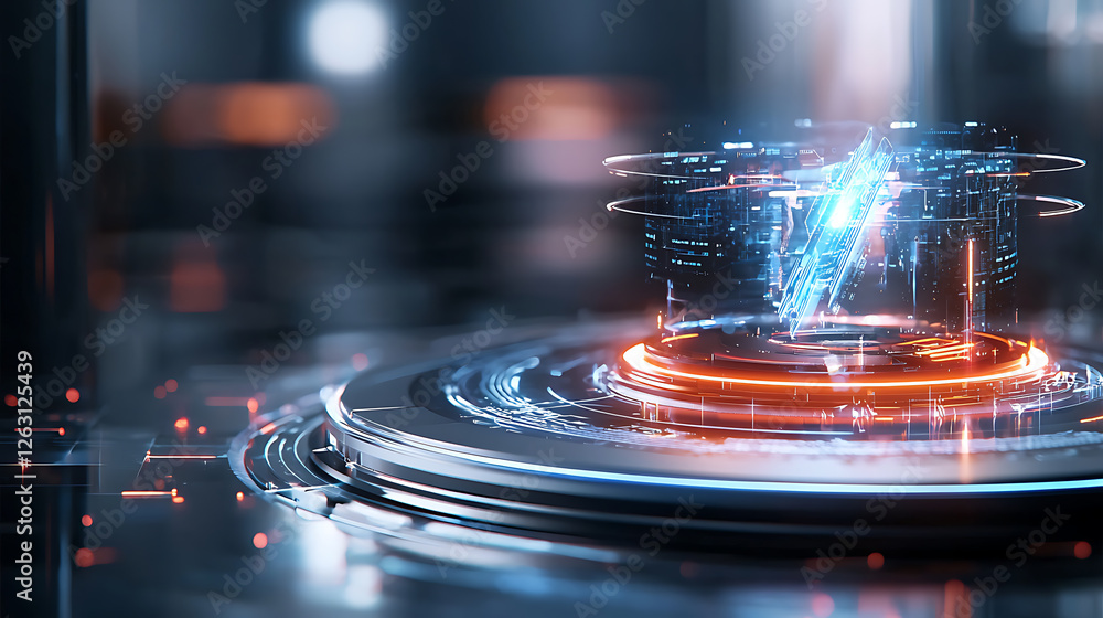 Poster dynamic energy pulse futuristic lab digital art high-tech environment close-up view concept of innov