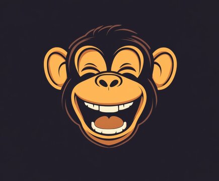 Cheerful monkey in vector style logo design
