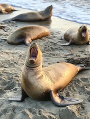 Fototapeta premium sea lion on the beach