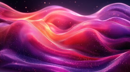 Obraz premium Abstract Pink Purple Wave with Sparkling Glitter