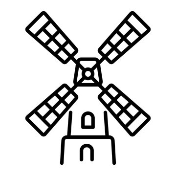 Windmill icon in linear style 
