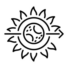 Solar corona icon in linear style 