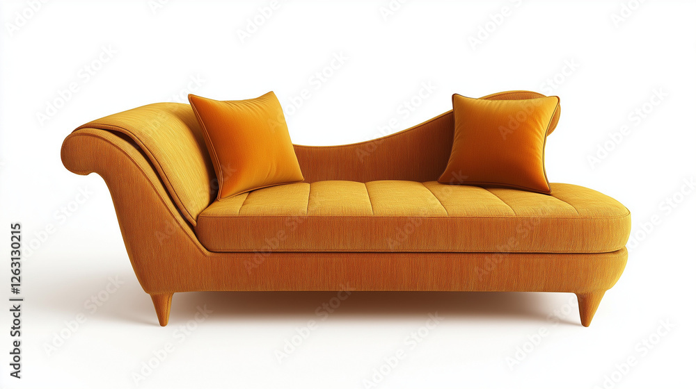 Wall mural yellow  chaise lounge isolated on white  background , empty room , interior design for elegant  luxury home furniture . couch , chair , sofa