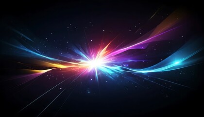 Naklejka premium Radiant Energy Burst Emanating into the Cosmic Void with Luminous Trails