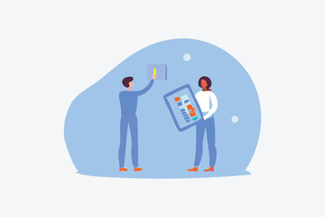  Vector illustration. Control systems ensure efficient and precise management processes in various industries The computer lab metaphor inspires creativity and exploration in engineering Vector illust